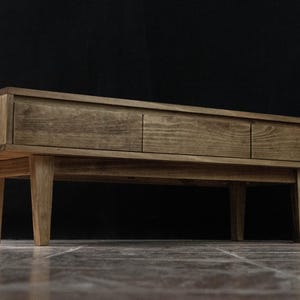 Solid Pine Low Board TV Stand | Nordic Rustic 3 Drawer Media Console image 9