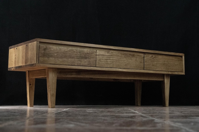 Solid Pine Low Board TV Stand | Nordic Rustic 3 Drawer Media Console image 9