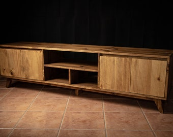 Meuble TV, Console multimédia, Meuble TV en bois, Console TV, Support multimédia en bois, Bois de pin massif fabriqué à la main