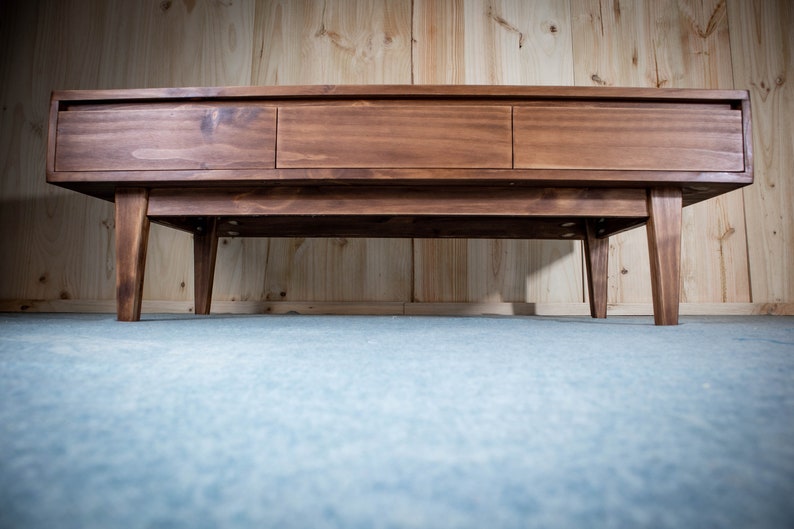 Solid Pine Low Board TV Stand | Nordic Rustic 3 Drawer Media Console image 16
