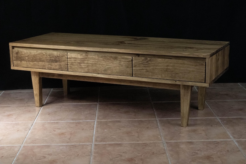 Solid Pine Low Board TV Stand | Nordic Rustic 3 Drawer Media Console image 6
