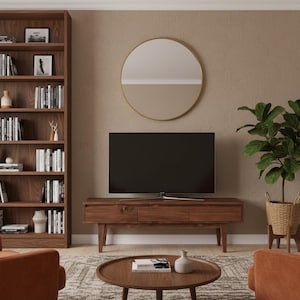 Solid Pine Low Board TV Stand | Nordic Rustic 3 Drawer Media Console image 3