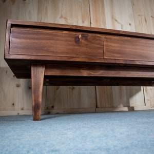 Solid Pine Low Board TV Stand | Nordic Rustic 3 Drawer Media Console image 17