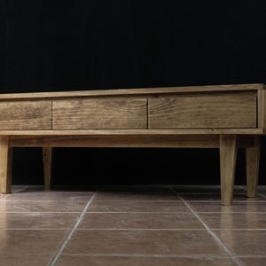 Solid Pine Low Board TV Stand | Nordic Rustic 3 Drawer Media Console image 7
