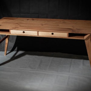 Wooden nordic style desk two drawers image 6