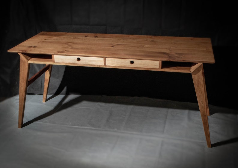 Wooden nordic style desk two drawers image 6