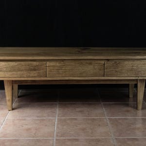 Solid Pine Low Board TV Stand | Nordic Rustic 3 Drawer Media Console image 4