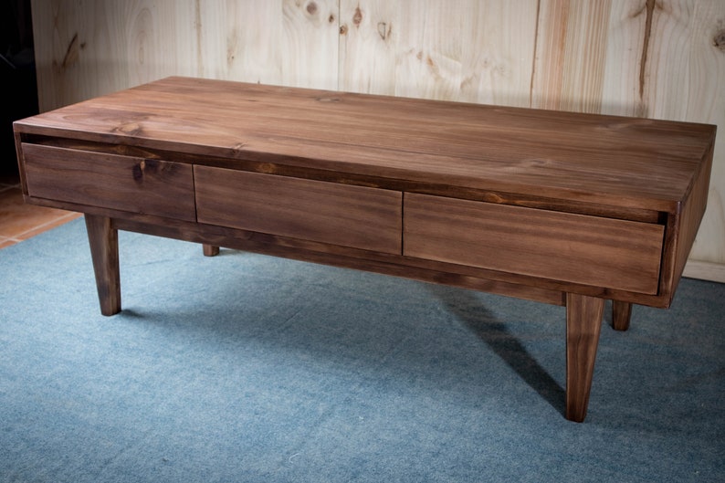 Solid Pine Low Board TV Stand | Nordic Rustic 3 Drawer Media Console image 11