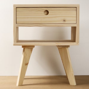 Pine wood bedside table