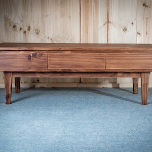 Solid Pine Low Board TV Stand | Nordic Rustic 3 Drawer Media Console image 15