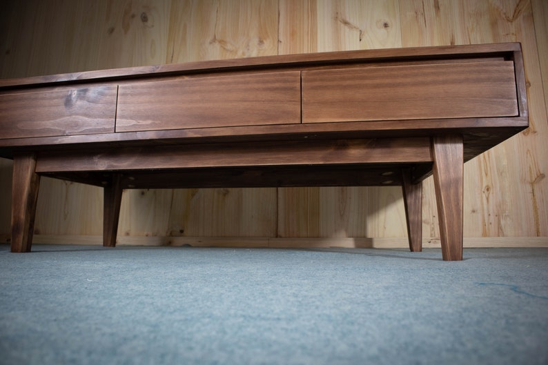 Solid Pine Low Board TV Stand | Nordic Rustic 3 Drawer Media Console image 12