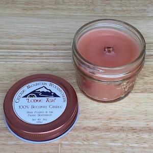 Lodge Ash - Handcrafted Beeswax Candle with Pipe Tobacco & Egyptian Amber  - Cascade Mountain Woodworking Candle Collection