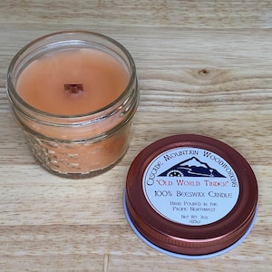 Old World Tinder - Handcrafted Beeswax Candle with Caramel Tobacco & Egyptian Amber  - Cascade Mountain Woodworking Candle Collection