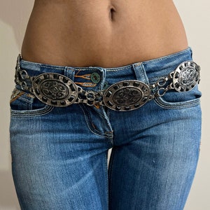 Y2K Vintage Style Concho Belt Metal Waist Belt Chain Belt Boho Belt