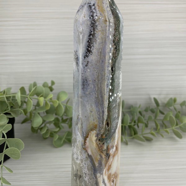 25 cm Ocean Jasper Crystal Tower.  Rocks, Geodes, Gemstones, Metaphysical, Spiritual, Collection, Minerals, Quartz, Raw, Sphere, Druzy