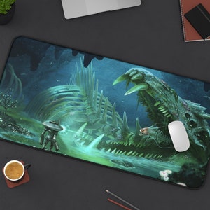 SUBNAUTICA Leviathan Skeleton Desk Mat, Subnautica Custom desk mat XXl mouse pad in different sizes 12x18 12x22 15x30