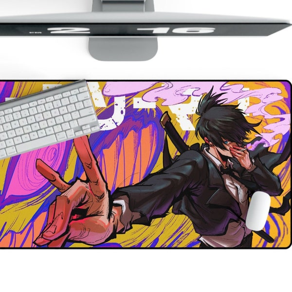 Aki Schreibtischmatte Chainsaw Man Anime Maus Pad Geschenk Anime Schreibtischmatte Aki Hayakawa Süße Kawaii Schreibtischunterlage Manga Schreibtischmatte für ihn Geschenk für Ihn