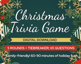 Christmas Trivia Game 2 - 5 Rounds + Tiebreaker; 65 Questions - All new version for 2025