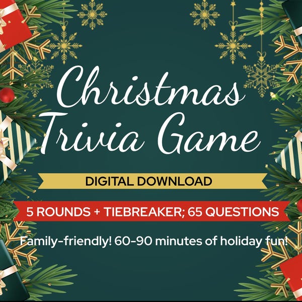 Christmas Trivia Game 2 - 5 Rounds + Tiebreaker; 65 Questions - All new version for 2025