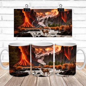 Whitetail Deer Mug Wrap, Sublimation Mug Design, Sublimation Mug Wrap PNG, Deer Mug PNG, Whitetail Deer PNG, Buck Mug Wrap, Mug Wrap, Lava