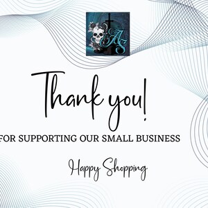 Puede incluir: &iexcl;Gracias! Por apoyar nuestro peque&ntilde;o negocio. &iexcl;Feliz compra!
