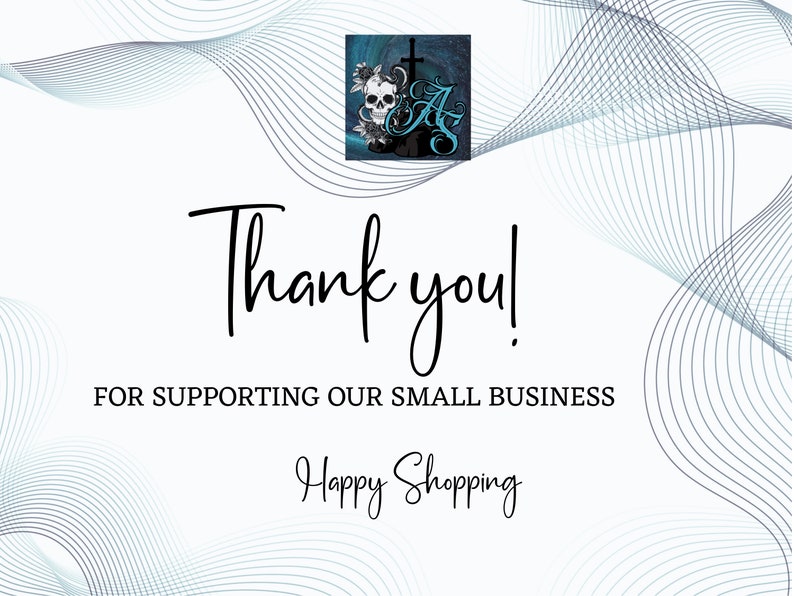 Puede incluir: &iexcl;Gracias! Por apoyar nuestro peque&ntilde;o negocio. &iexcl;Feliz compra!
