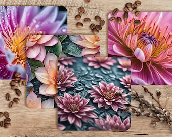 Floral Untersetzer PNG Sublimationsdesign, 4x4-Zoll (digitaler Download)