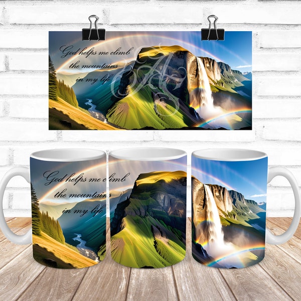 Bible Verse Mug Wrap, Sublimation Mug Design, Inspirational Mug Wrap PNG, Sublimation,  Nature PNG, Mug Wrap, Mountain PNG, Faith Mug Design