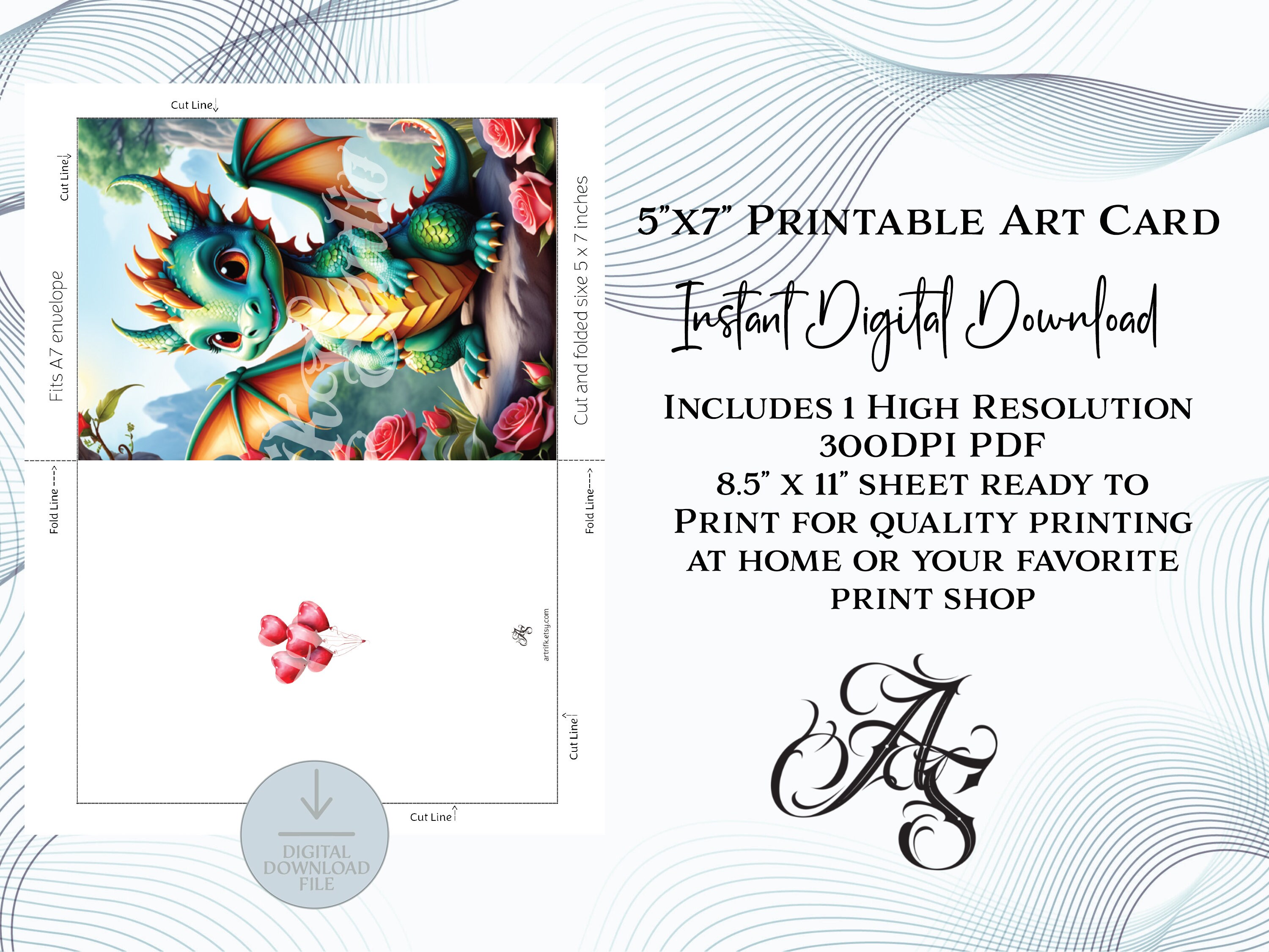 Printable Valentine Card 5x7, Printable Greeting Cards, Holiday ...
