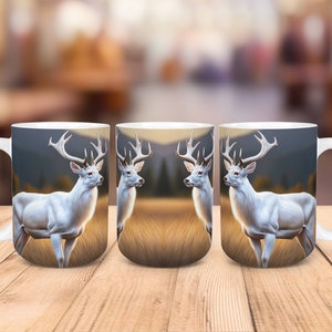 Whitetail Deer Mug Wrap, Sublimation Mug Design, Sublimation Mug Wrap PNG, Deer Mug PNG, Whitetail Deer PNG, Buck Mug Wrap, Mug Wrap
