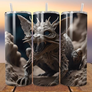 Mythical 3D Creature Seamless 20oz Skinny Tumbler Wrap, Straight and Tapered, 300DPI PNG, Sublimation Tumbler Design, Mythic Fantasy Wrap