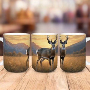 Whitetail Deer Mug Wrap, Sublimation Mug Design, Sublimation Mug Wrap PNG, Deer Mug PNG, Whitetail Deer PNG, Buck Mug Wrap, Mug Wrap