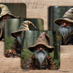 Gnomes Coaster PNG Set, Sublimation Coaster Designs, 4x4in 300 DPI PNG, Digital Download for Sublimation, Woodland Bearded Wizard Gnome png