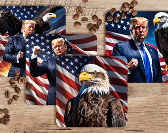 Juego de posavasos con el águila de Trump, diseños patrióticos en formato PNG (descarga digital)