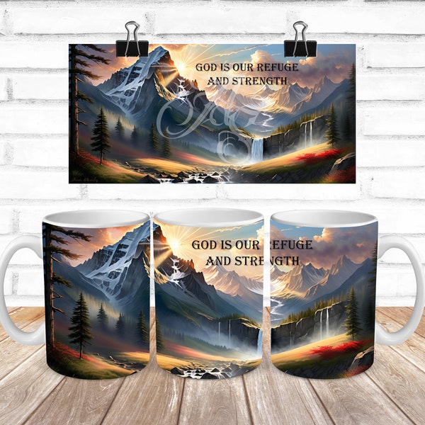 Bible Verse Mug Wrap, Sublimation Mug Design, Inspirational Mug Wrap PNG, Sublimation,  Nature PNG, Mug Wrap, Mountain PNG, Faith Mug Design