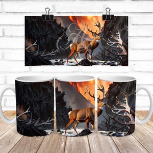 Whitetail Deer Mug Wrap, Sublimation Mug Design, Sublimation Mug Wrap PNG, Deer Mug PNG, Whitetail Deer PNG, Buck Mug Wrap, Mug Wrap, Lava