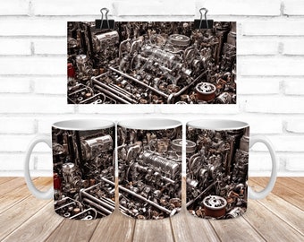 Engine Parts Mug Wrap, Sublimation Mug Design, Engine Mug Wrap PNG, Engine Parts Sublimation, Parts PNG, Engine Parts Mug Wrap, For Him PNG