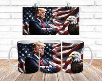 Diseño de envoltura para taza de Trump y el águila (descarga digital PNG)