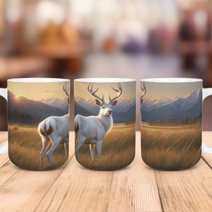 Whitetail Deer Mug Wrap, Sublimation Mug Design, Sublimation Mug Wrap PNG, Deer Mug PNG, Whitetail Deer PNG, Buck Mug Wrap, Mug Wrap