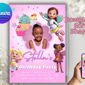 Butterbean Cafe Birthday Invitation, Butterbean Cafe Party, Digital Butterbean Cafe, Editable Template, Cupcake Party