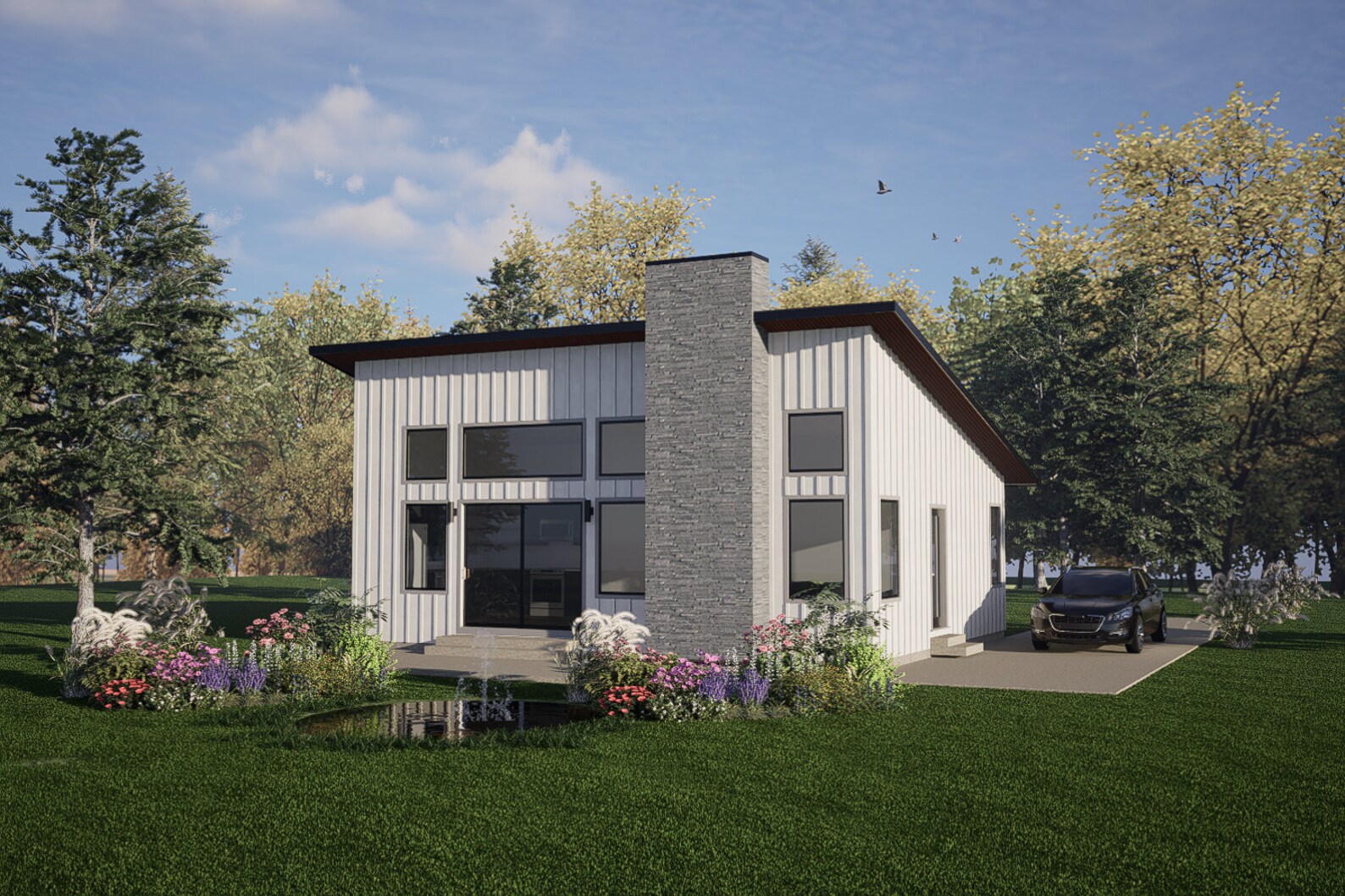 32 X 26 Modern 2 Bedroom Shed Roof House Plan Small House Plan 