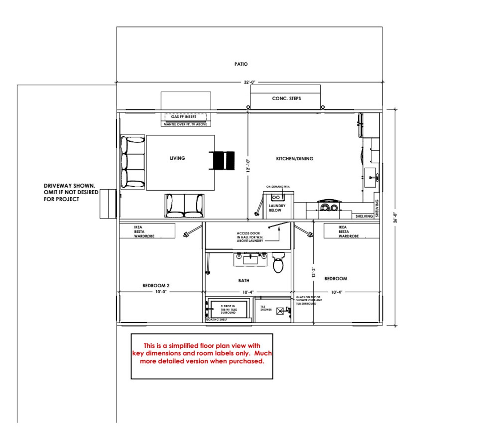 32 X 26 Modern 2 Bedroom Shed Roof House Plan Small House Plan 32-x-26-modern-2-bedroom-shed-roof-house-plan-small-house-plan