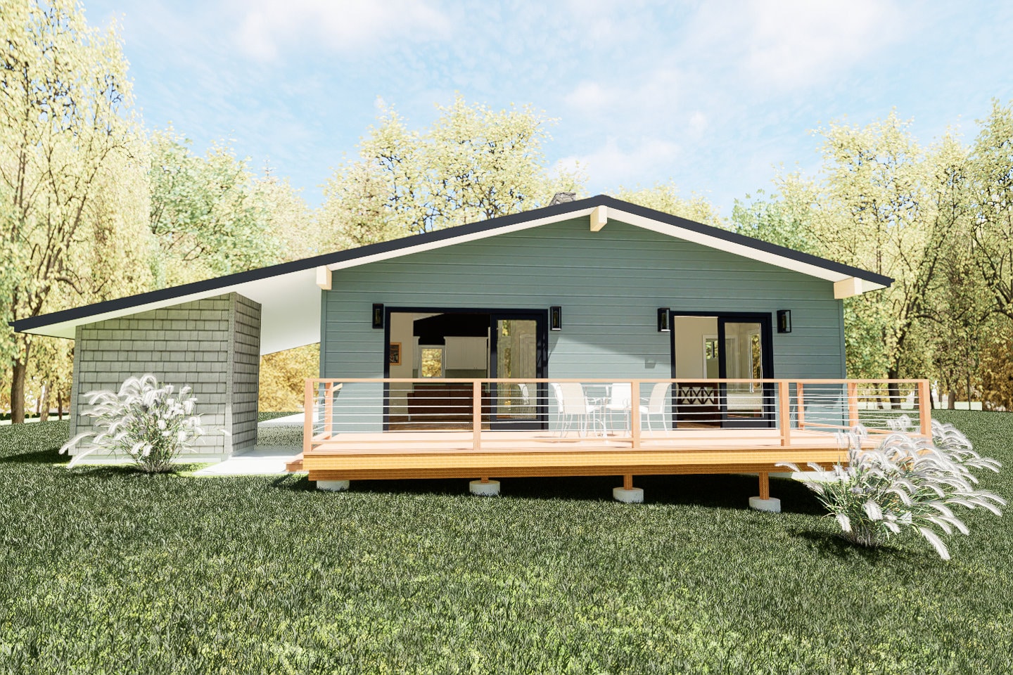 2 Bedroom/2 Bath Mid Century House Plan / Small House Blueprint ...