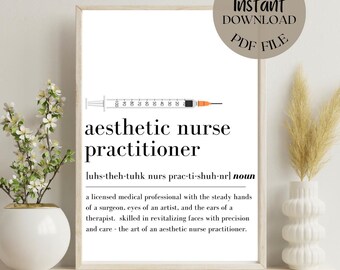 Definition av estetisk sjuksköterska | Spa-inredning | Citat av estetiker | Hudvård | Med Spa | Medicinskt spa | Väggkonst | Digital nedladdning