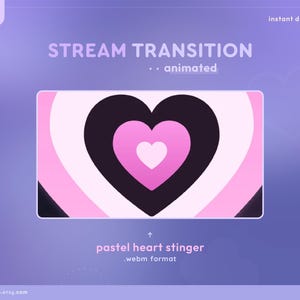 Pastel Goth Heart Twitch Animated Stinger Transition, Pink, Purple, Stream Decor, VTuber, Moon, Y2K , Valentines, Kawaii, Cute Overlay