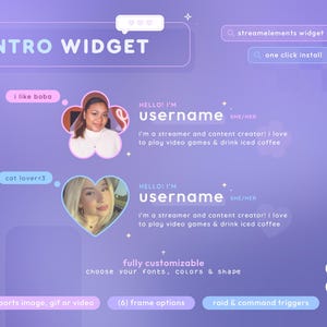 About Me Welcomer Widget — Pop-Up Raid Event Alert & Chat Commands ⟢ Twitch and YouTube | Fully Customizable | StreamElements OBS
