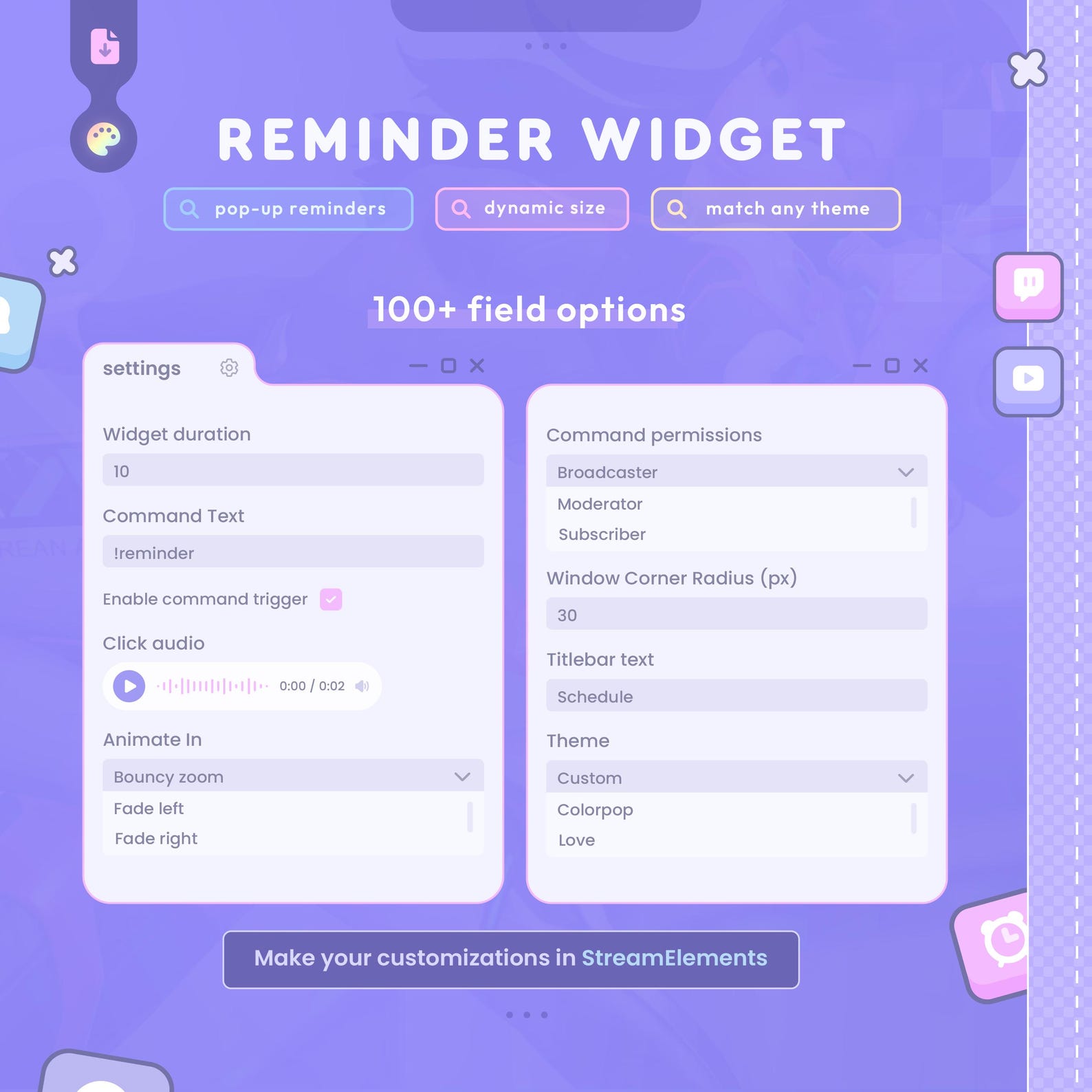 Reminder Widget — Stream Alert & Chat Commands, Timer Fully ...