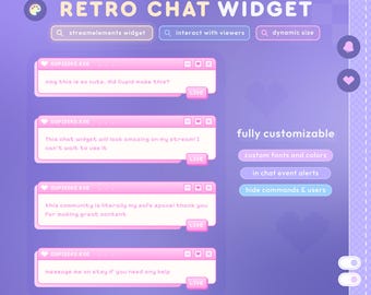 Retro Pixel Chat Widget med aviseringar | Anpassningsbart animerat meddelande Anpassad chatt för Twitch-streamers | StreamElements och OBS