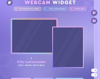 Animiertes Farbverlauf Webcam Rahmen-Widget mit Glow, StreamElements | Vollständig anpassbar | Twitch, YouTube, Kick | Overlay für Luftschlangen