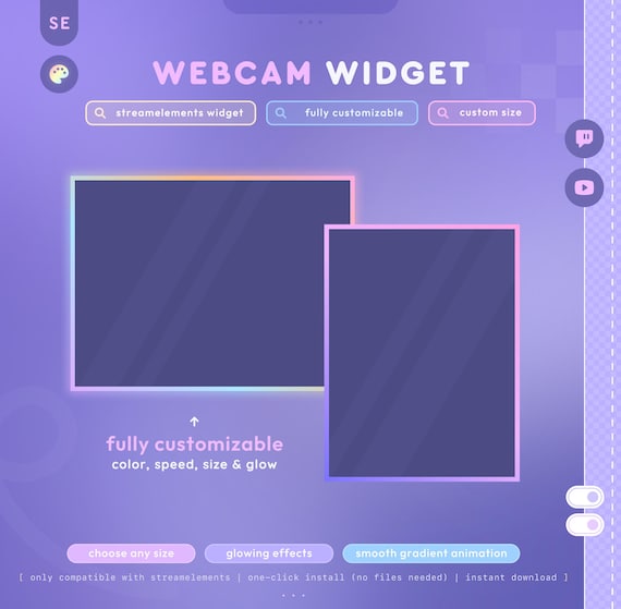 Animated Gradient Webcam Border Widget with Glow, StreamElements | Fully Customizable | Twitch, YouTube, Kick | Overlay for Streamers